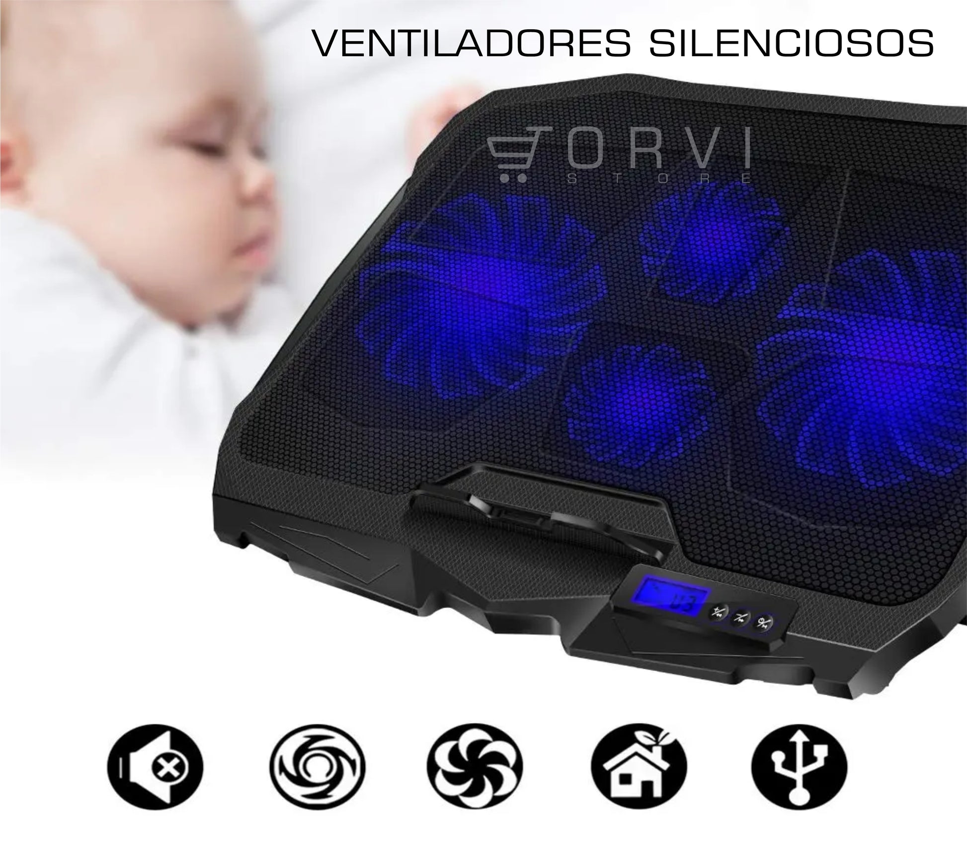 Base Refrigerante Para Portátil 6 Niveles 2 Ventilador Compu