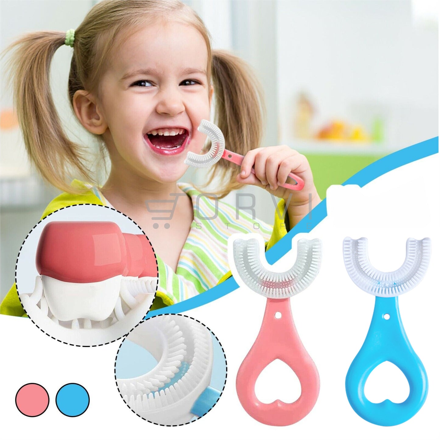 Cepillo De Dientes Silicona Forma U Bebe Cerdas Suave Largo