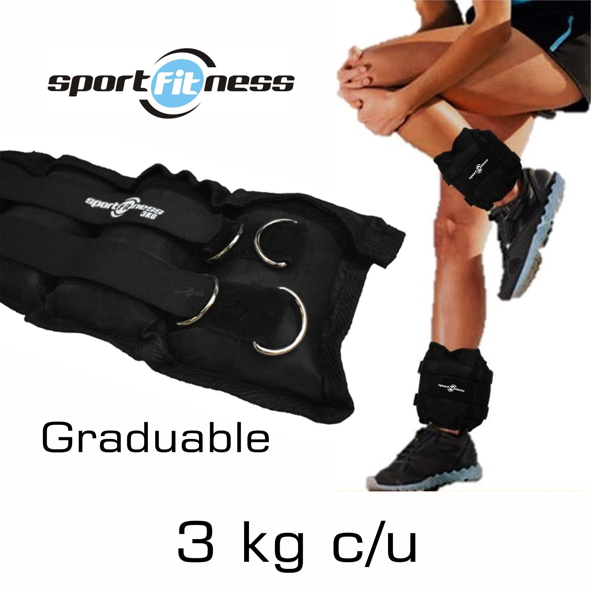 Kit Set Gym Tobillera 3kg + Banda Circular + Speed Rope