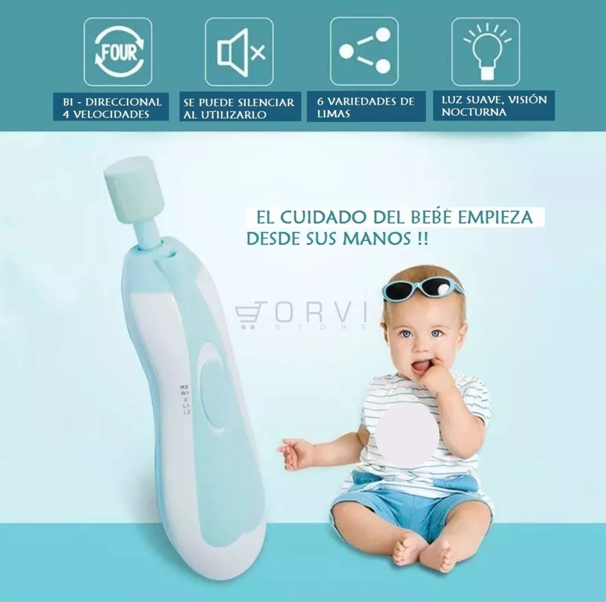 Lima Eléctrica de Uñas para Bebe Limador de 6 Cabezas adaptables Baby –  JORVI STORE