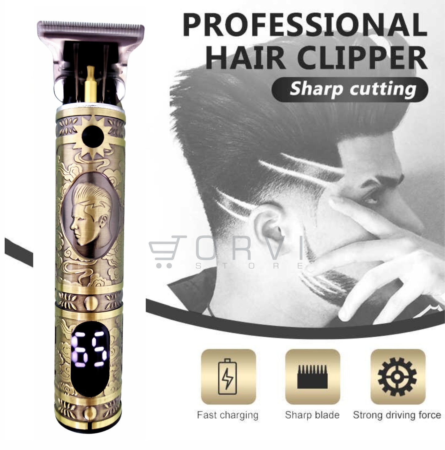 Maquina Patillera Barbera Recargable Hair Clipper Panel Led