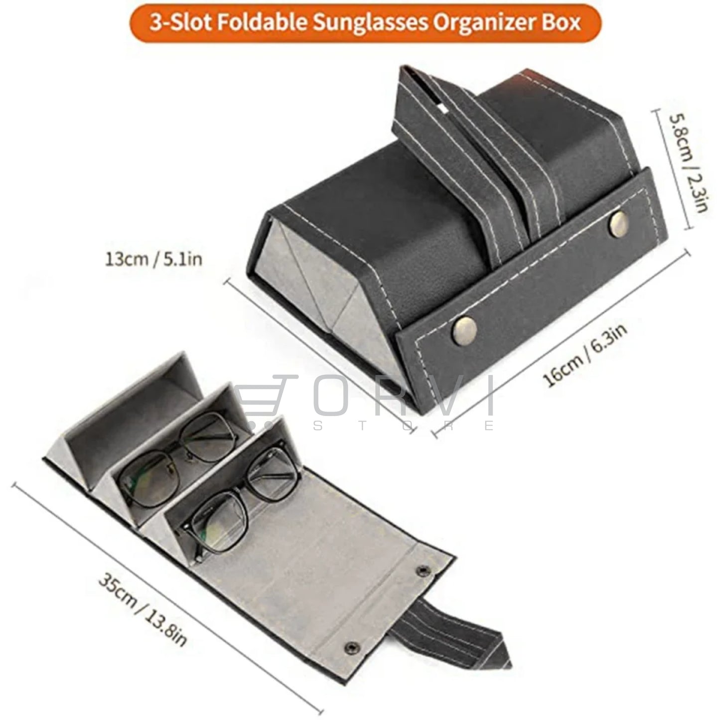 Estuche Organizador Gafas Sol Rígido Portátil Plegable Viaje 3 Compartimientos