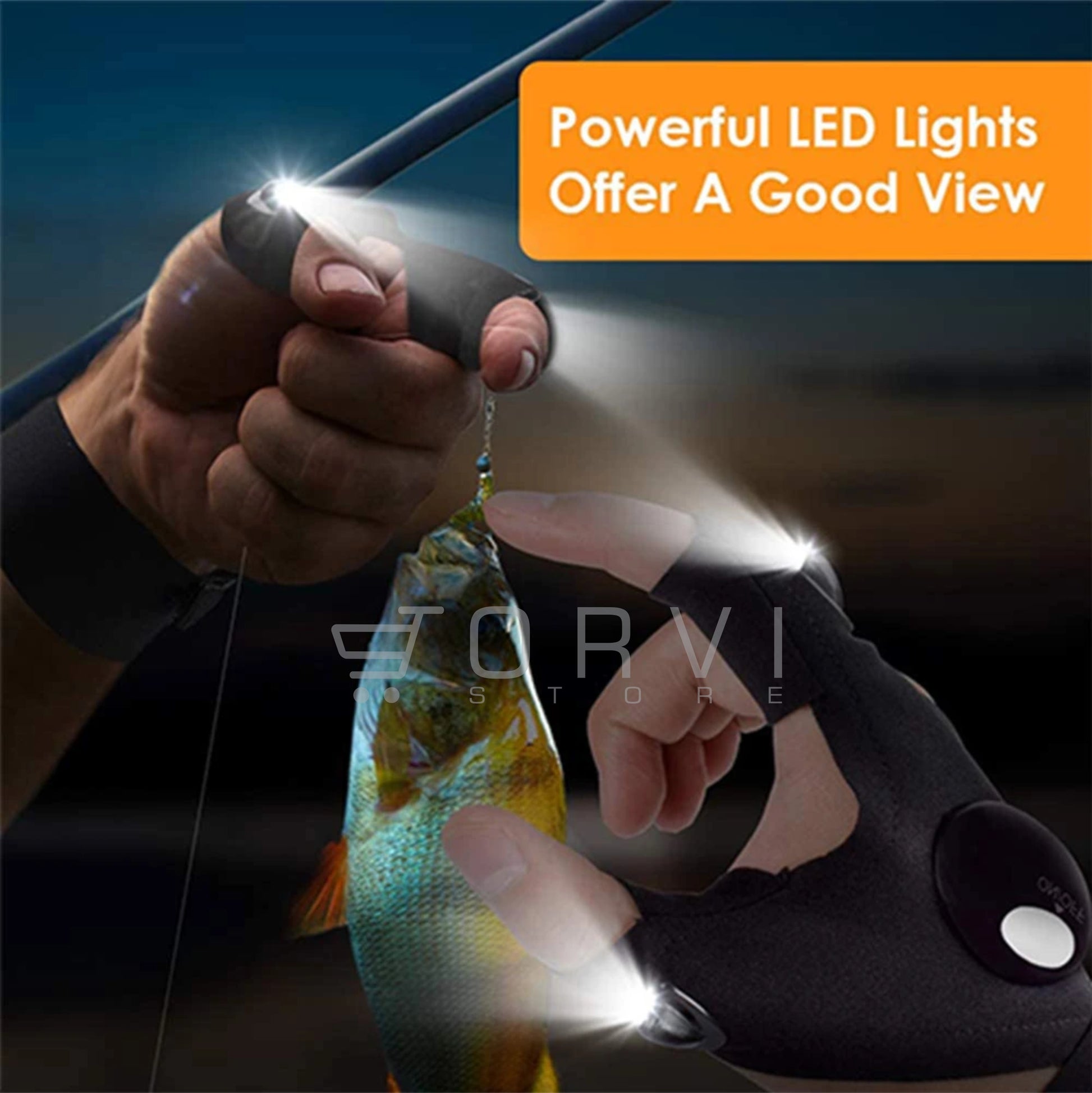 Guante Linterna Luz Led Camping Pesca Multiproposito 1 Unds.